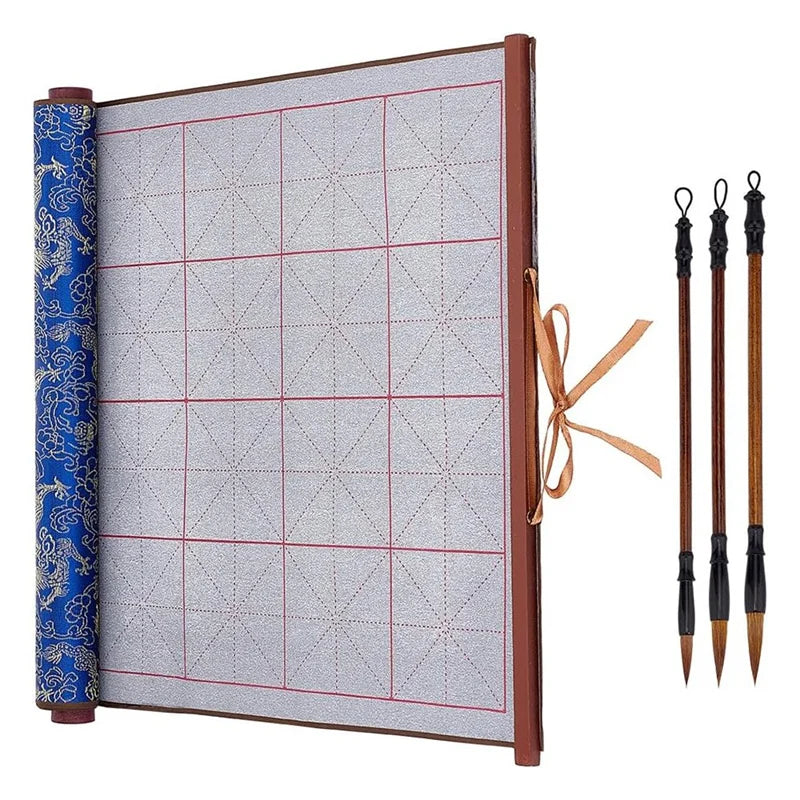 NEW-Reusable Water Writing Magic Cloth Inkless Chinese Calligraphy Set Of 3 Traditional Calligraphy Writing Brush Pens