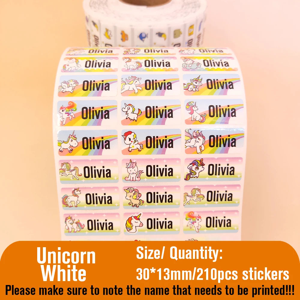 210pcs Custom Waterproof Name Tag Sticker Kawaii Stationery Stickers Decals Personalized First Name Label for Children School