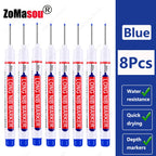 1-90Pcs Waterproof White Long Head Markers Pen 2cm Woodworking Deep Hole Marker Pens Metal Carpenter Black/Red/Blue/Green Ink
