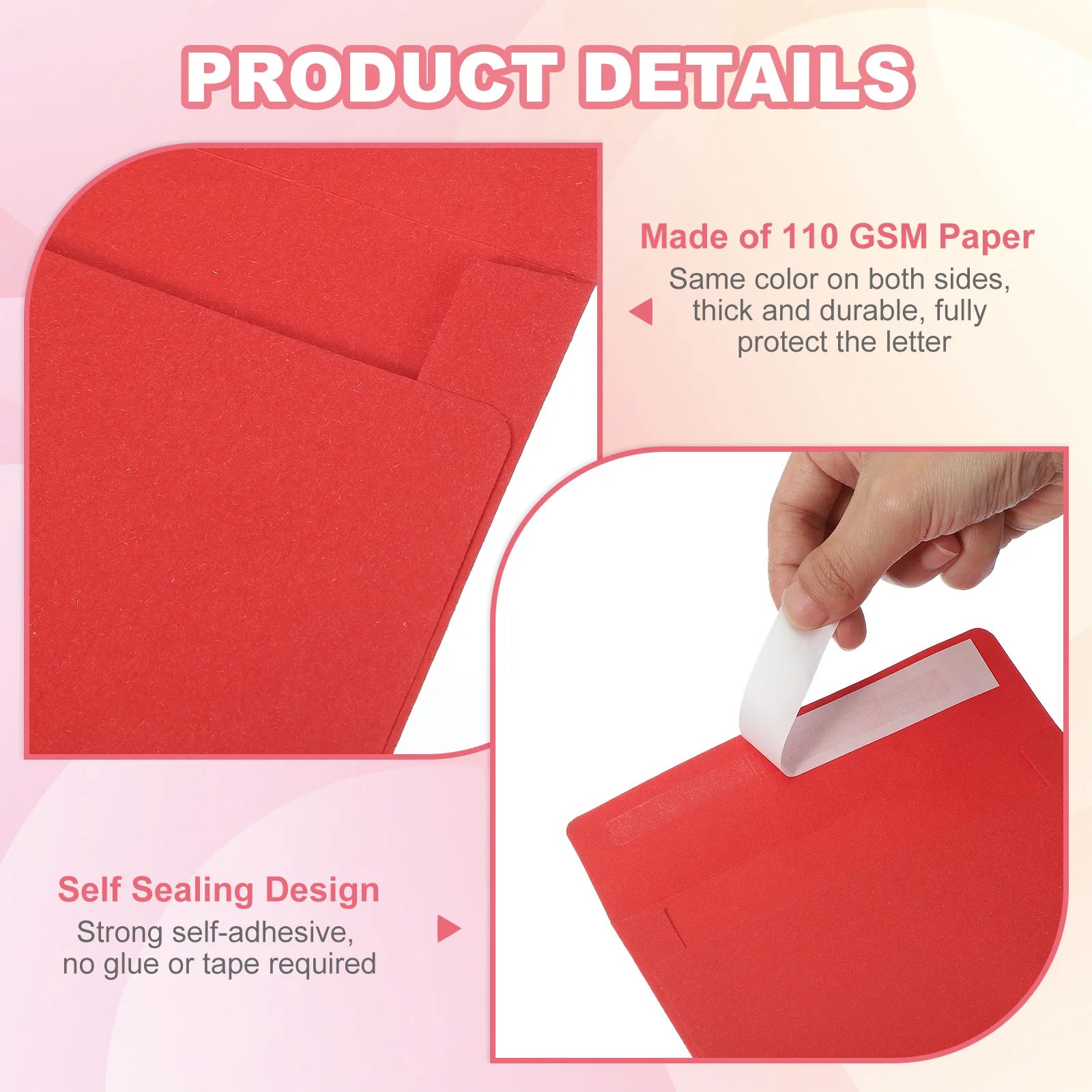 24Pcs A2 Envelopes Self Seal 110gsm Paper Invitation Envelopes for Postcard Wedding Greeting Cards Photos Announcement Mailing