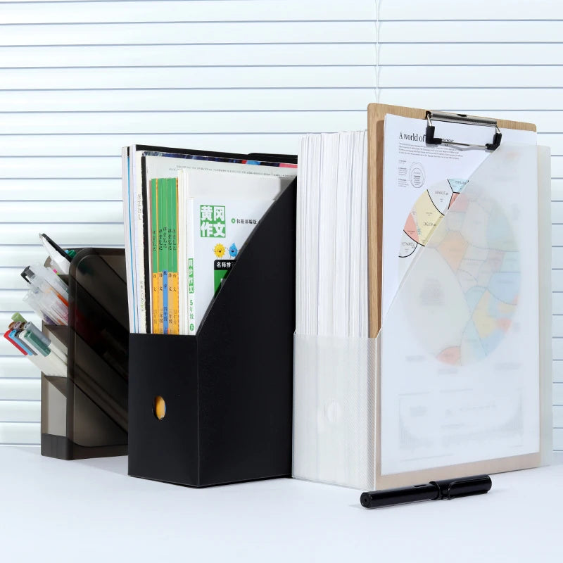 Simple Foldable Office Desktop File Storage Vertical A4 Folder With Inserts Box Large Capacity 9 Color Choices