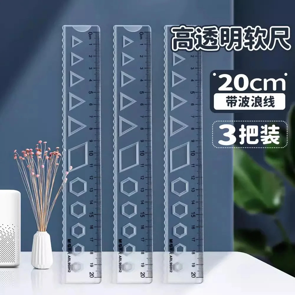M&G Soft Straight Ruler Transparent 15/20cm Ruler Wave Ruler Painting Drawing Tool Bendable Multifunctional Creative Drawing Rul