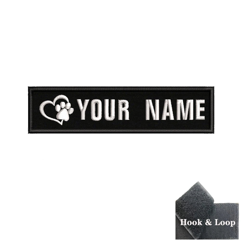 1PC 10cmX2.5cm Custom Name number Patch Badge tags Stripes Iron On Or Hook Loop dog paw dog footprints skull Punisher Telephone