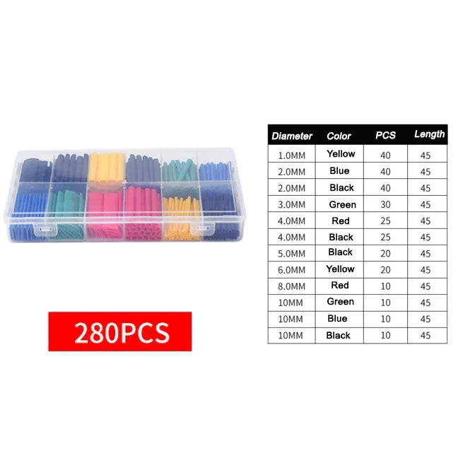 127/328/580/800Pcs Heat Shrink Wrapped Shrinking Insulation Sleeving Thermal Casing Car Electrical Cable Shrink Tube Tube Kit