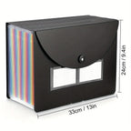 25/13 Pockets Plastic Three Sided Sealed Hanging Rope Flip Organ Bag A4 Multi-layer Folder Office File Storage Bag