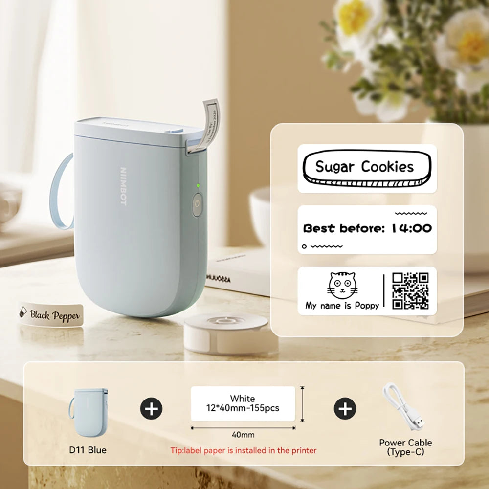 Niimbot D11 Mini Printer Wireless Phone Pocket Thermal Label Maker USB Rechargeable Inkless DIY Name Price Tag Sticker Machine