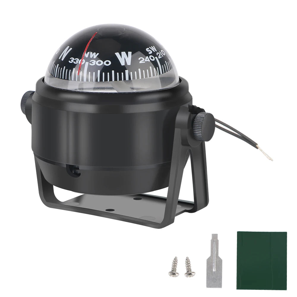 Waterproof 12V Boat Compass With Electronic LED Light Nautical Compass Navigation Positioning LC550