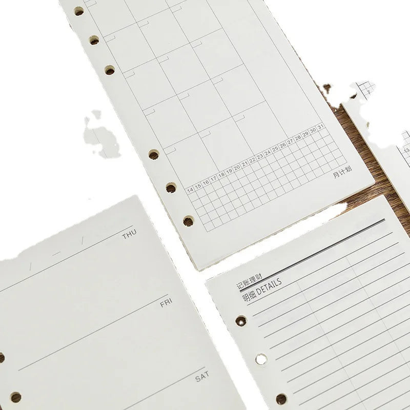 A6 40Sheets Loose Leaf Notebook Refill Spiral Binder Inner Page Grid Blank Line Diary Agenda PlannerSchool Stationery