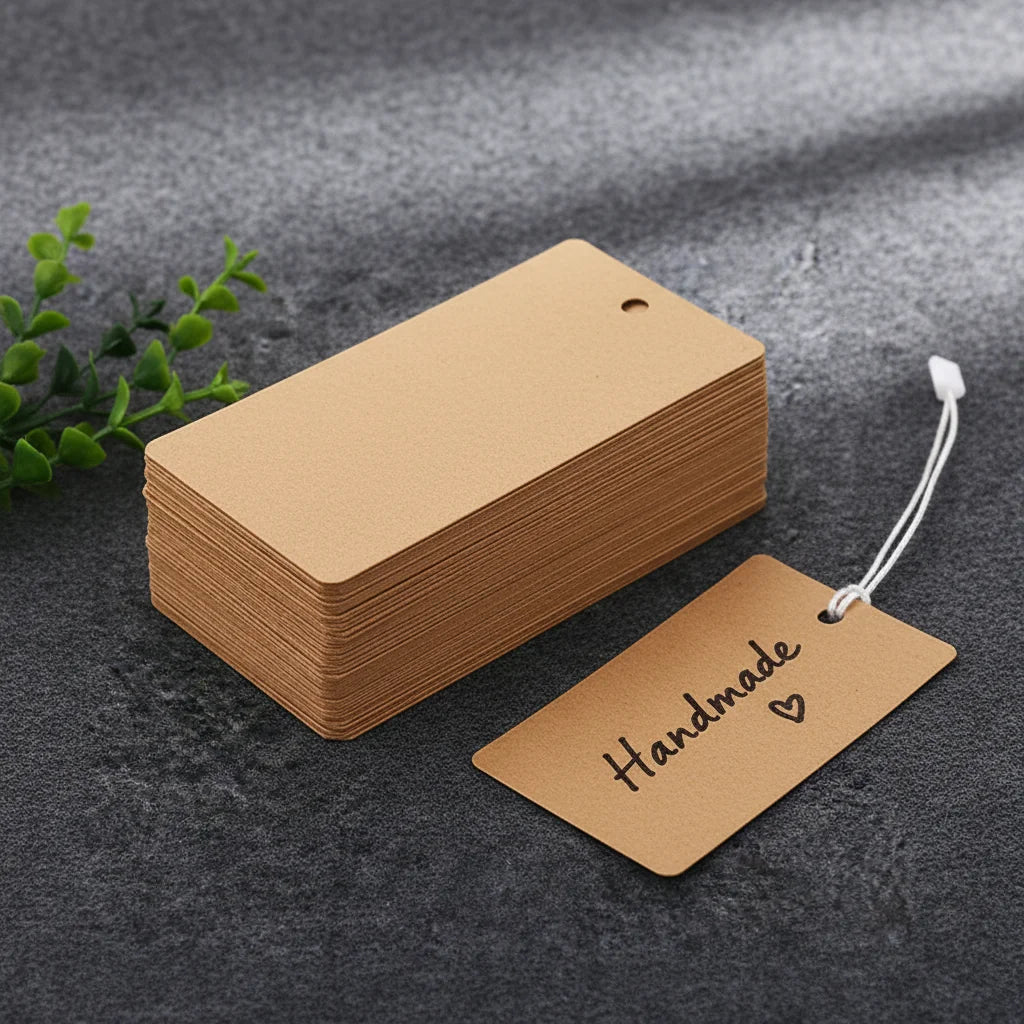 100PCS Packaging Label Brown/White DIY Thank You Clothes Gift Tag Wedding Decorating Jewelry Packaging Handmade Price Labels