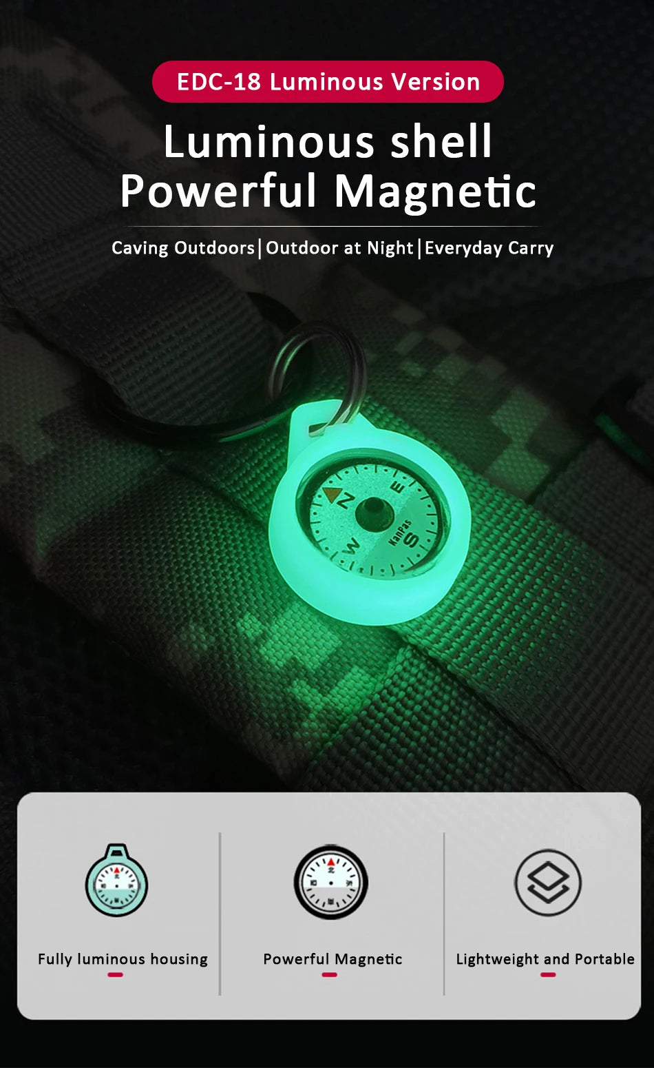 Kanpas EDC Outdoor Compass with Luminous / High Quality Compass / Outdoor Compass / Adventure Compass / K18 / K25