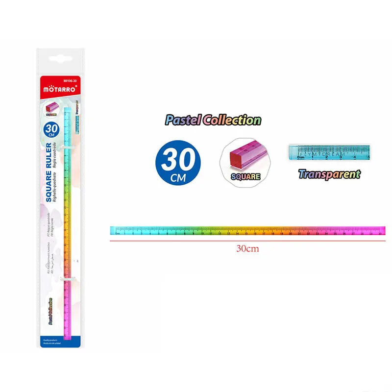 MOTARRO Colored Ruler and Cube – 2-in-1 Geometric Drawing Tool, Math Learning Stationery Set, Drawing and Measuring Supplies, Mu
