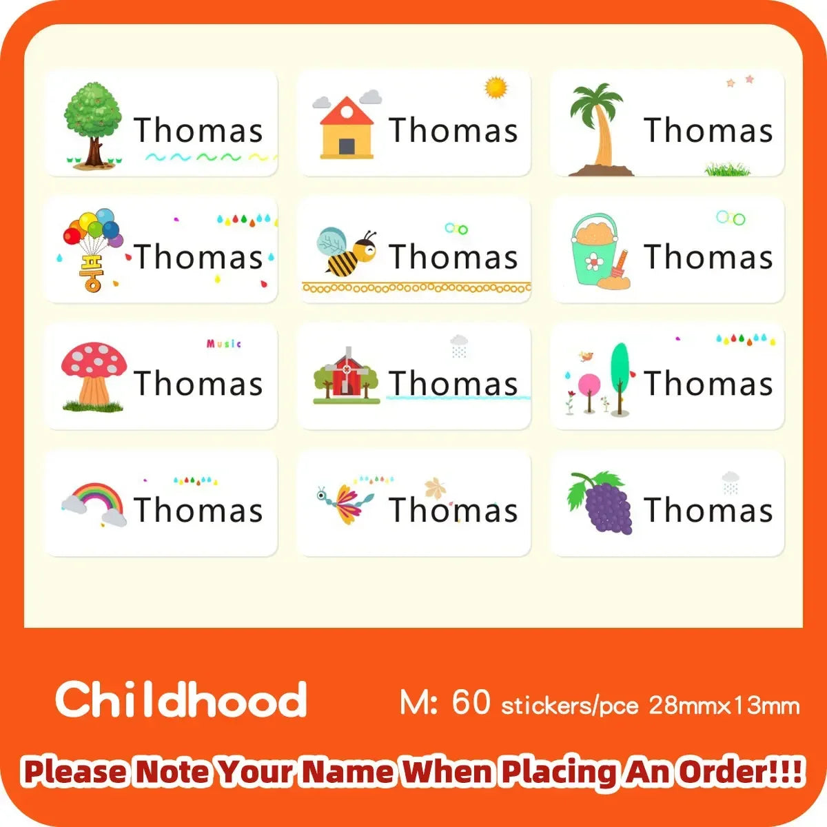 Multi Size Name Sticker Personlized First Name Waterproof Tag Custom Labels for Children Personal Scrapbook Kids School Label