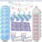 Mermaid Party Decorations Supplies Mermaid Disposable Plates Cup Napkins Set for Girls Baby Shower Mermaids Princess Birthday