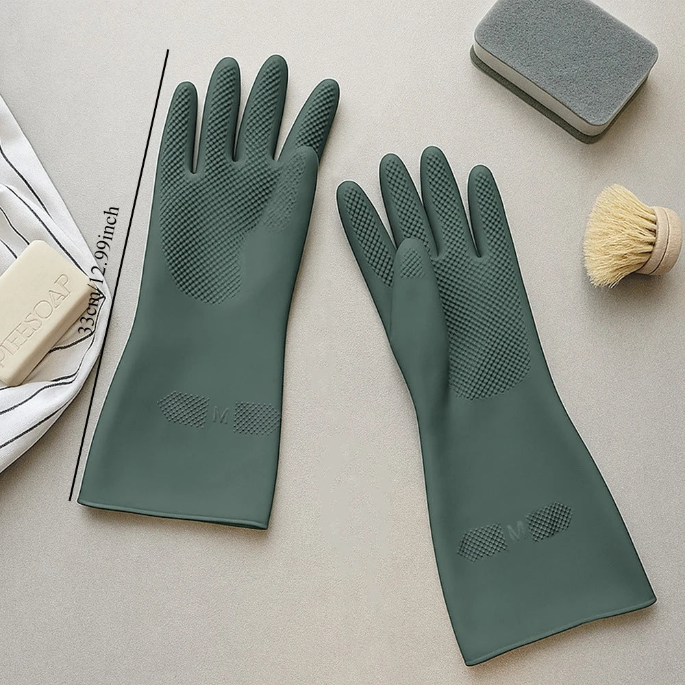 1 Pair Thick Latex Kitchen Rubber Gloves for Dishwashing Cleaning and Household Chores Durable and Comfortable,Waterproof