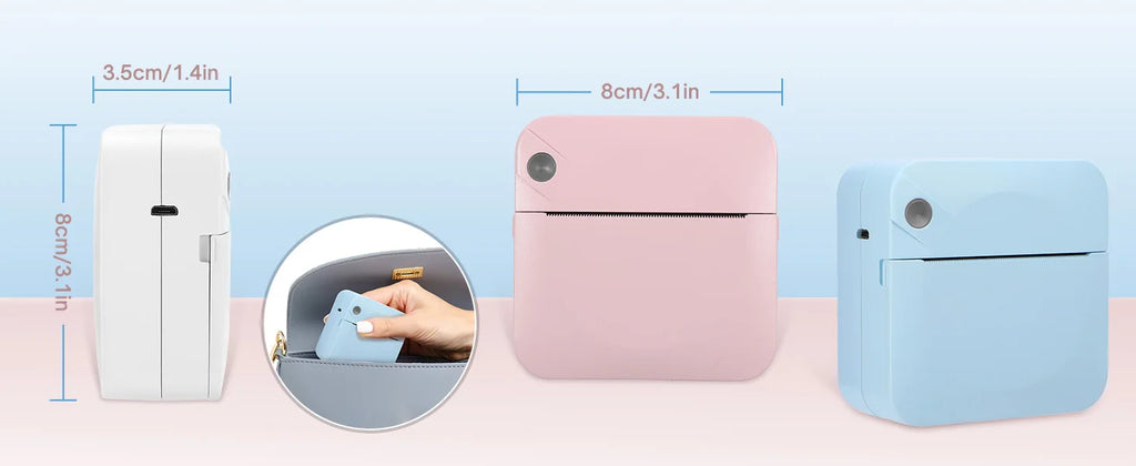 Mini Portable Printer Thermal Printing Sticker Wireless Inkless Mini Pocket Printer Self-adhesive Label Printer Photo Printer