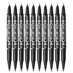 9Pcs/Set Twin Tip Permanent Art Marker Pen Double Headed Oily Waterproof Ink  Black Blue Red 0.5mm 1mm Drawing Logistics Glass