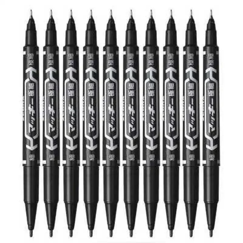 9Pcs/Set Twin Tip Permanent Art Marker Pen Double Headed Oily Waterproof Ink  Black Blue Red 0.5mm 1mm Drawing Logistics Glass