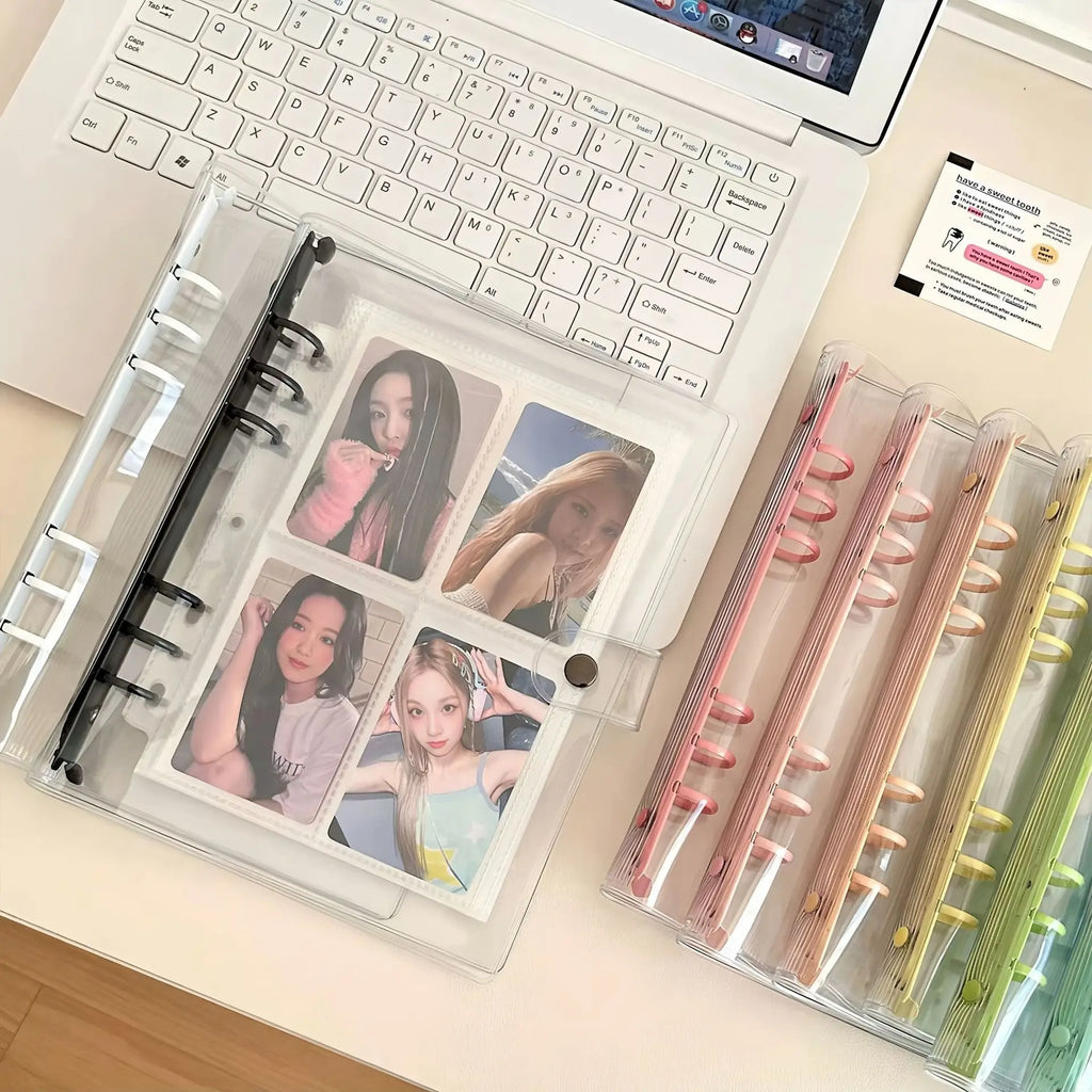 Lightweight Pvc Loose-Leaf Shell 6 Holes A6 Transparent Loose-Leaf Shell, Color Clip, Simple Candy Color Album Shell