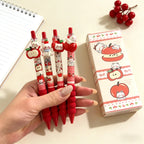 4Pcs Kawaii Apple Cat Gel Pen 0.5mm Black Ink Gel Pens Soft Grip Student Writing Pen Cute Stationery School Office Supplies