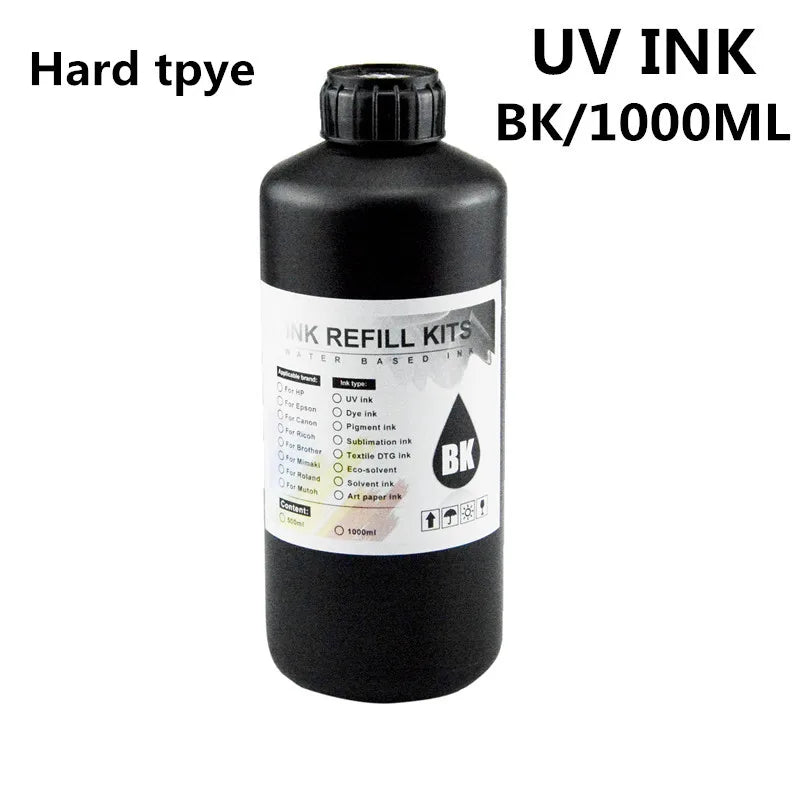 UV Hard Ink 1000ML UV Ink For Epson XP600 TX800 XP-600 L800 L805 L1800 R290 R300 1390 1400 1410 1430 DX5 DX7 DX10 UV Printer