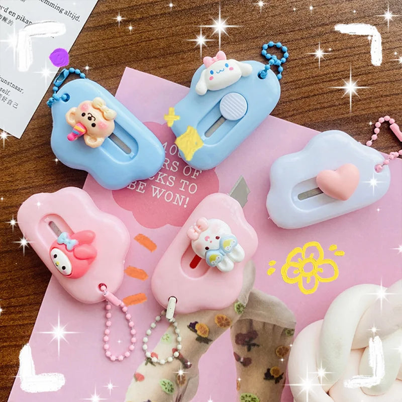 1pc Dopamine Cloud Mass Letter Opener Cartoon Cute Utility Knife Student Mini Box Cutter Hand-made Sharp
