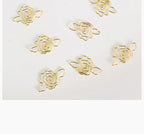 10pcs Gold Rose Flower Paper Clip Wholesale Metal Diy Flower Planner Stationery Supplies Bookmark Gift Shaped Paper Clips