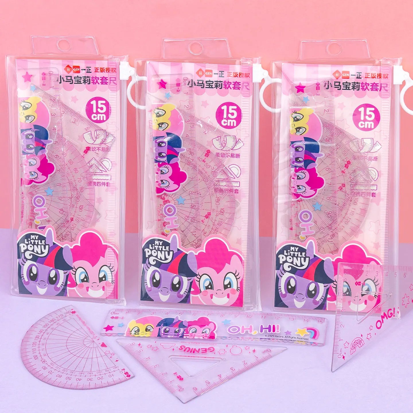 Iigen Ruler Set My Little Pony Flexible Transparent 15cm Triangular Ruler Protractor For School Office Stationery