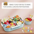 Mini Fruit Forks For Children Kids Cute Animal Food Picks Snack Toothpicks With Vegetable Cutter Set Silicone Lunch Box Dividers