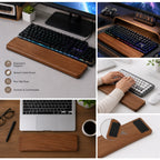 Solid Wood Keyboard Wrist Rest for 87 Key Mechanical Keyboard, Ergonomic Wooden Palm Rest with Non Slip Base