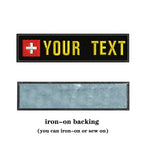 Swiss Flag Switzerland 10X2.5cm Embroidery Custom Name Text Patch Stripes Badge Iron On Or  Patches