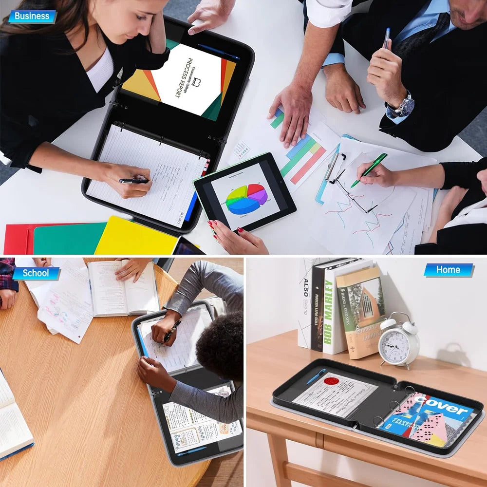 Fireproof Waterproof 3-Ring Binder Fireproof Round Binder with Zipper for Pens and 8.5*11-Inch 375-Sheet Paper (No Inserts)