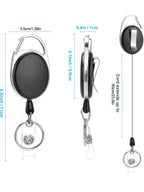 Retractable Badge Reel Heavy Duty Black Badge Reel for Nurse Hospital Office Supplies ID Lanyard Name Tag Card Badge Holder Gift