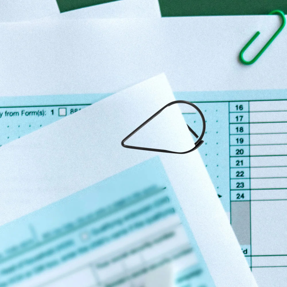 50pcs Modeling Paper Clips Metal Material Water Drop Shape Golden Silver Black Colored Bookmark Memo Clips Office Stationery