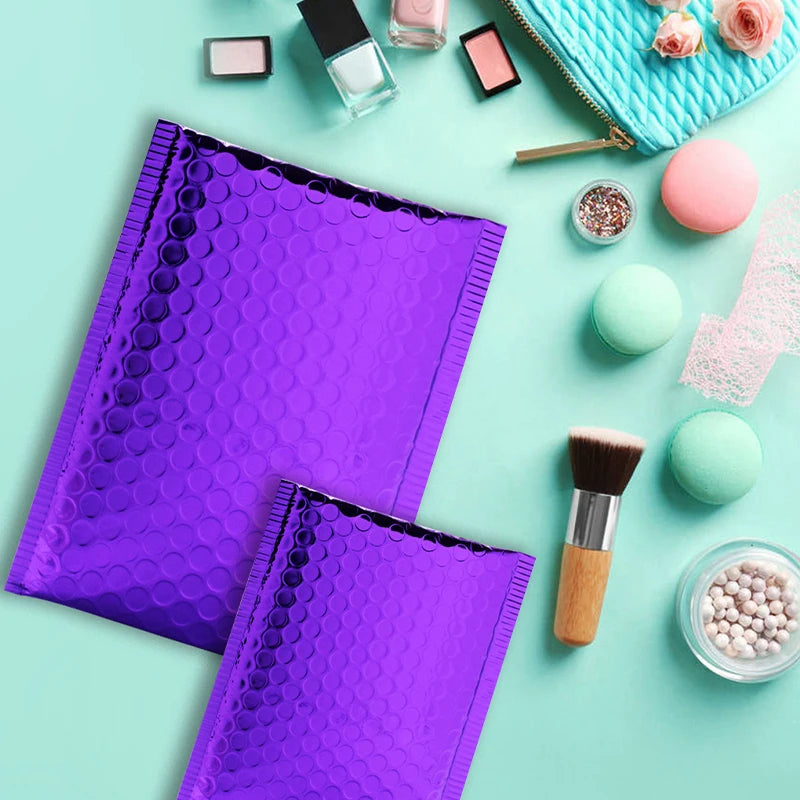 30pcs/lot Rose Gold/Silver/Purple/Blue Packaging Shipping Bubble Mailer Plastic Padded Envelopes Gift Bag Mailing Envelope Bag