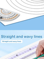 7 Pcs/Set Mathematical Rulers Set - Multi-function Professional Compass Ruler Drawing Tools, School Supplies Students Stationery