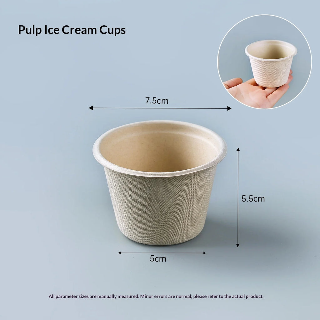 5/10/20/50pcs 5OZ Ice Cream Cup Environmentally Friendly Degradable Disposable Celebrity Dessert Pulp Light Food Paper Bowl
