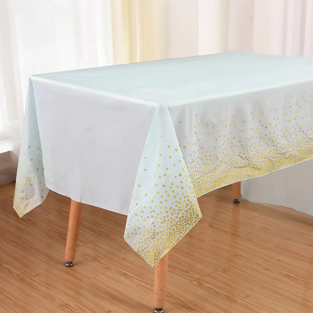 137X274Cm Dot Disposable Tablecloths Macaron Black Plastic Disposable Table Cover Wedding Birthday Party Disposable Tableware