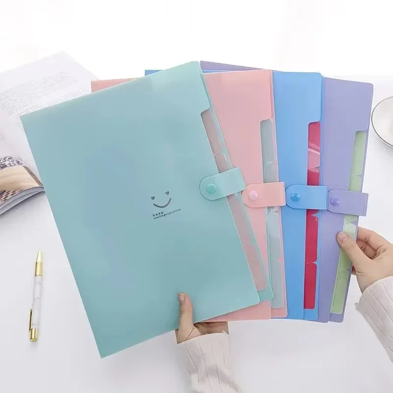 5page Classic Accordion File Folders - A4 Document Storage Bags with Plastic Material and Test Roll Holder - Durable and Expanda