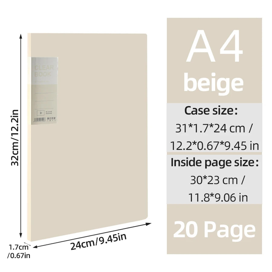 A4 Side-Loading Document Folder Multi-Layer Transparent  Organizer Paper Holder Sheet Music Binder with Dividers 20/30/40/60Page