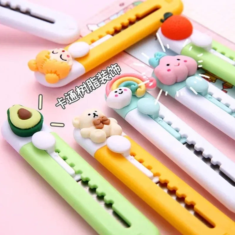3/5Pcs Cartoon Cat Cat Claw Clouds Mini Letter Opener Plastic Utility Knife Stationery for School Office Home
