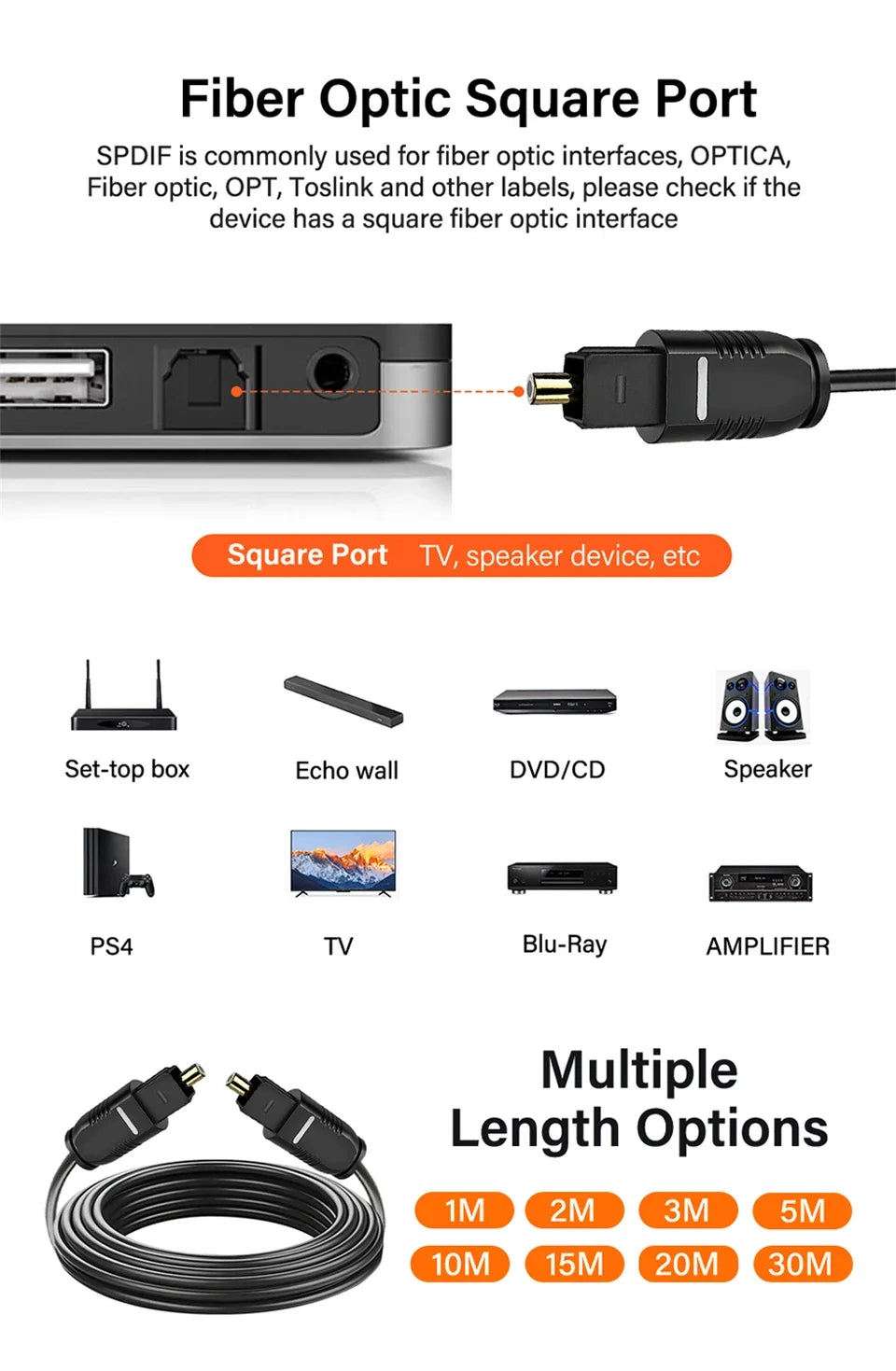 Digital Fiber Optical Audio Cable Toslink SPDIF Coaxial Cables for Amplifiers Xbox 360 PS4 Soundbar Fiber Cable 1m 2m 3m 5m 10m