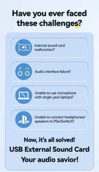 Essager USB Sound Card External Mini Sound Card USB to 3.5mm Interface Stereo Audio Adapter for PS4 PS5 Swittch Laptop Headset