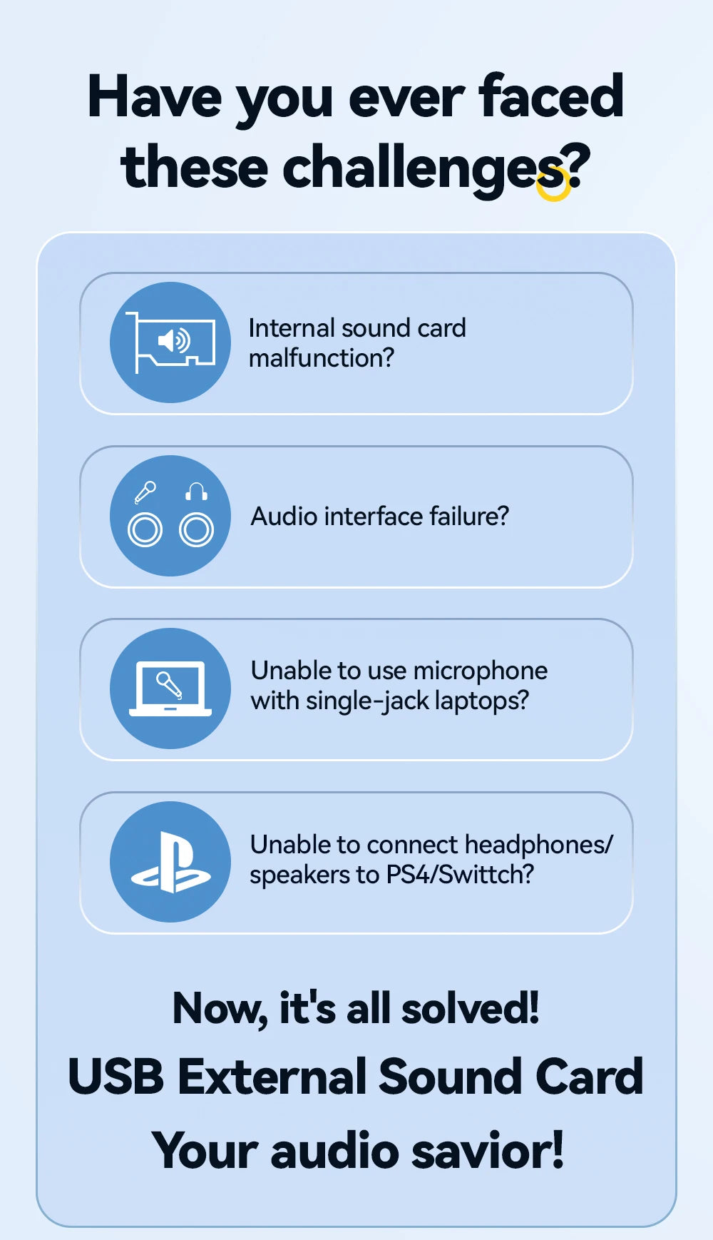 Essager USB Sound Card External Mini Sound Card USB to 3.5mm Interface Stereo Audio Adapter for PS4 PS5 Swittch Laptop Headset
