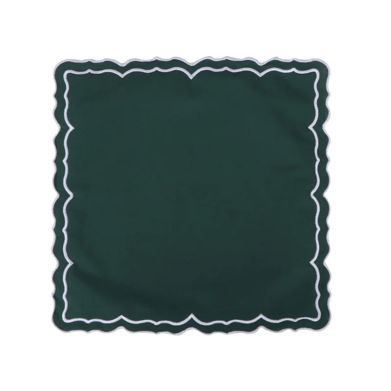 High Quality Embroidered Napkin Vintage Wavy Edge Color Blocking Design Reusable Placemats Wedding Banquet Decoration
