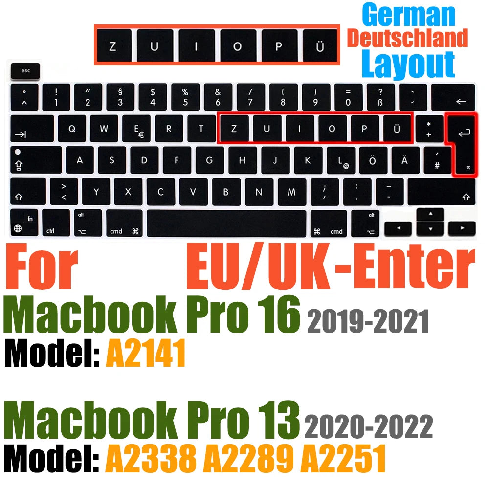 Compatible with MacBook Pro 13 Keyboard Cover A2289/A2338/A2251&MacBook Pro 16 Keyboard Cover A2141 Thin Protector for Touch Bar