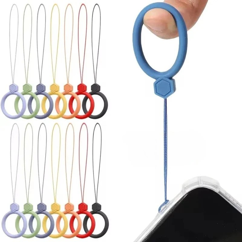 10Pcs Silicone Mobile Phone Hanging DYM Ring Anti-Lost Straps Lanyard for iPhone Xiaomi Samsung AirPods Case Holder Pendant