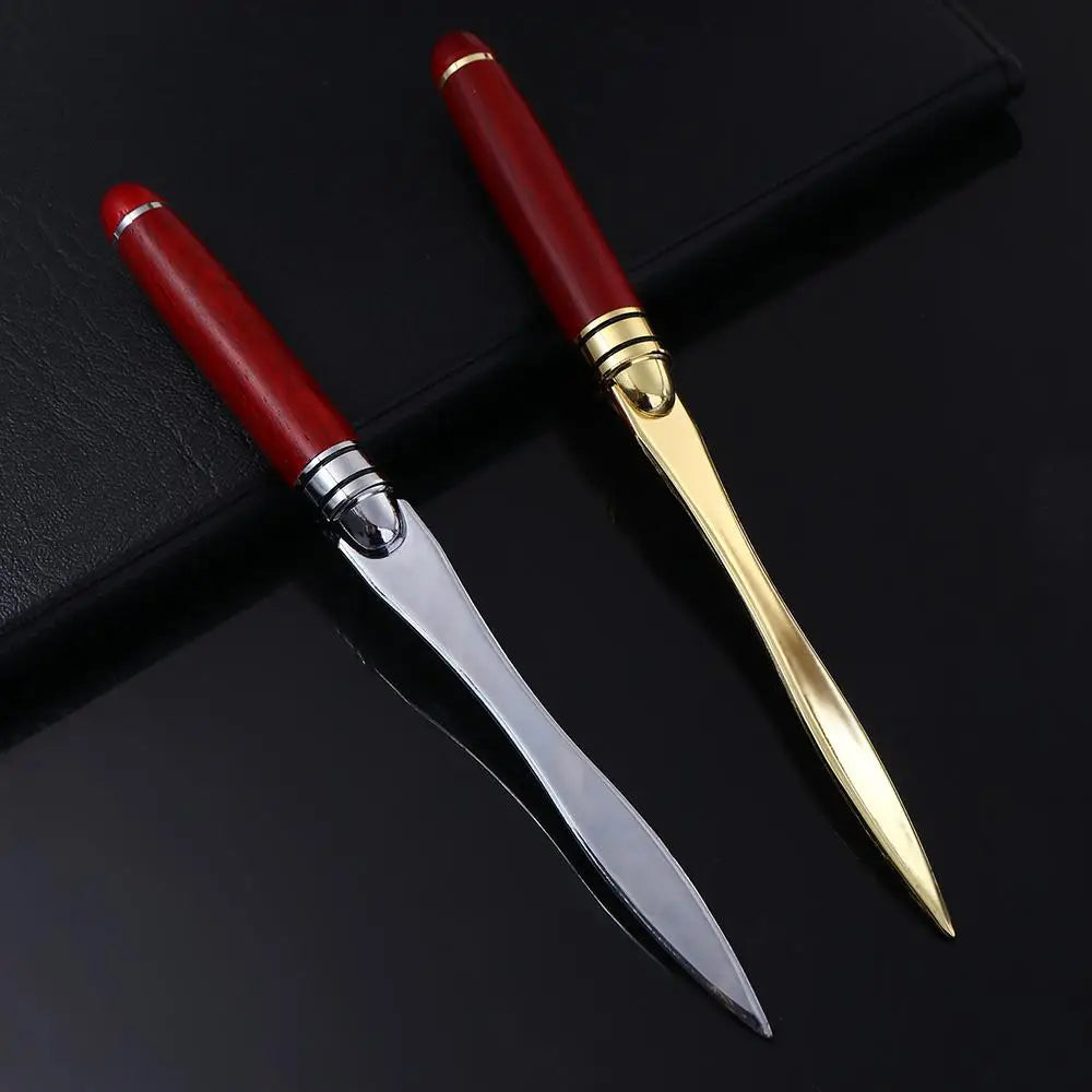 1pcs Wood Handle Letter Opener Stainless Steel cut paper Split file envelopes