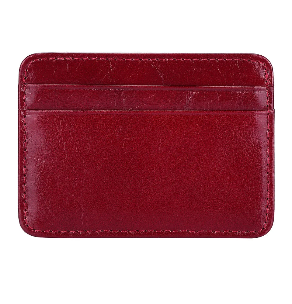 New Genuine Leather Card Holder Oil Wax Leather Multi-Card Small Retro Cowhide Coin Purse Men/Women Luxury Card Holder