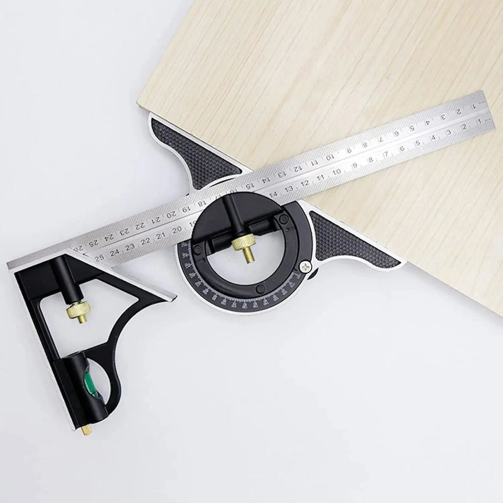 Adjustable Sliding Combination Square Ruler, Metal Ruler Framing Square T Ruler Carpentry Woodworking Measure Tools