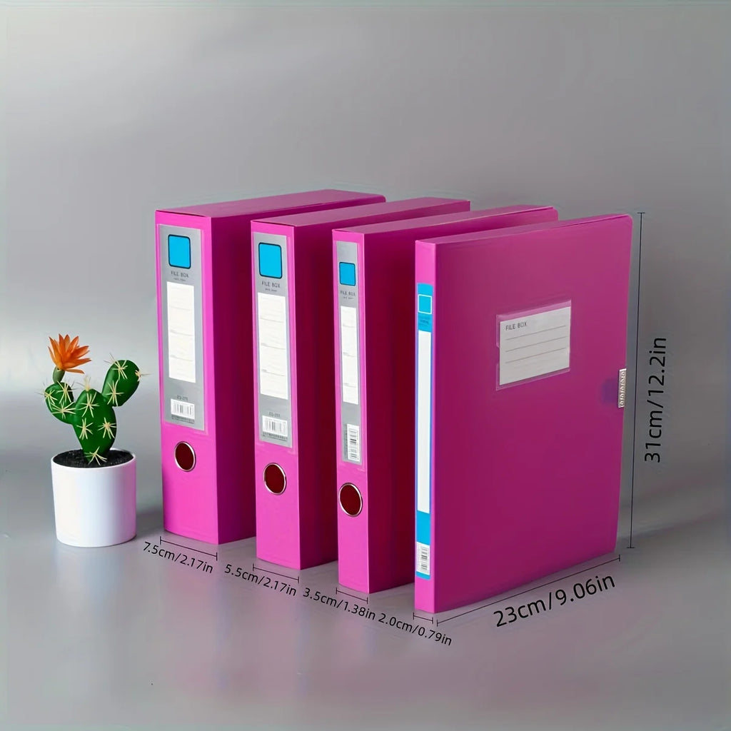 2pcs A4 Colorful File Boxes, Foldable Folder Organizers, Large Capacity for Financial Vouchers with Side Labels, Office Supplies